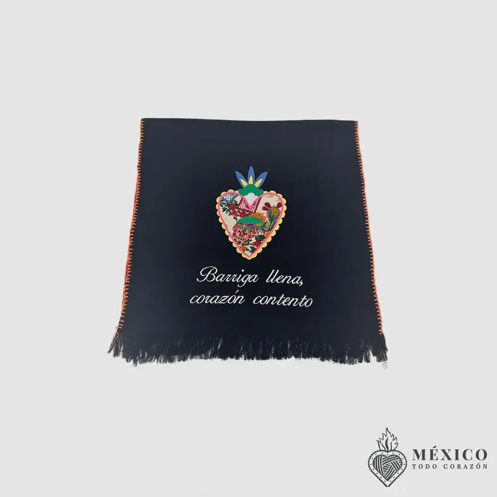 Mexican decorative towel Barriga llena corazon contento 38 x 18 inches